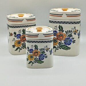 Vintage Daeware New Jersey Floral Ceramic Canister Set